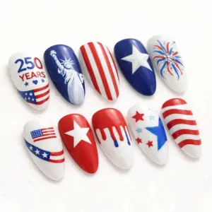 250 Years Statue of Liberty Press On Nails 4th July Fake Nails 2