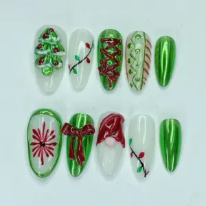 3D Christmas Tree Gnome Press On Nails 2