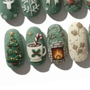 3D Cottagecore Christmas Press On Nails 2