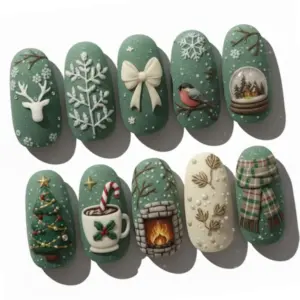 3D Cottagecore Christmas Press On Nails 3