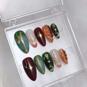 3D Floral Glitter Press On Nails Long Y2K Party 3