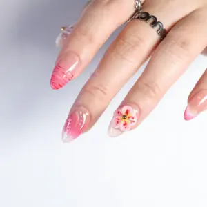 3D Floral Jelly Press On Nails Luxury Y2K Fake Nails 1