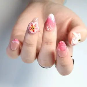 3D Floral Jelly Press On Nails Luxury Y2K Fake Nails 2