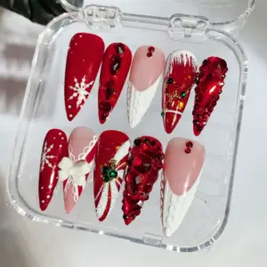 3D Gem Knit Christmas Press On Nails 5