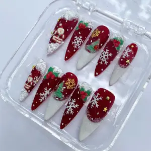 3D Santa Snow Christmas Press On Nails 3