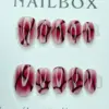 Burgundy marble press on nails with white vein abstract art on deep wine and dusty rose base