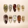 3D Cottagecore Press On Nails | Brown Mushroom Daisy Maple Fake Nails | SE14 2 3d cottagecore brown mushroom press on nails