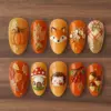 3D Woodland Fall Press On Nails | Fox Hedgehog Mushroom Fake Nails | SE13 8 3d woodland fall fox hedgehog press on nails