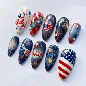 4th of July Patriotic Press On Nails 1