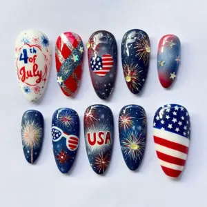 4th of July Patriotic Press On Nails 2
