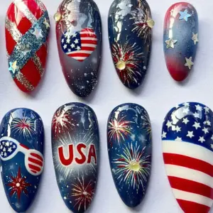 4th of July Patriotic Press On Nails 3