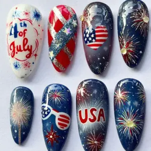 4th of July Patriotic Press On Nails 5