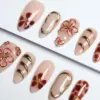 Autumn Floral 3D Press On Nails | Gold Accent Luxury Fake Nails | SE0101 9 Autumn floral 3D gold accent luxury Y2K press on nails fake nails gel