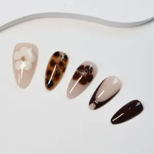 Autumn Floral 3D Press On Nails Luxury Y2K Fake Nails 1