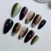 Balletcore flake 3D gold chrome handmade press on nails fake nails fall
