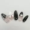 Black white reusable handmade gel press on nails fake nails monochrome