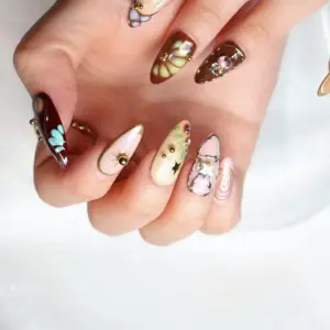 Boho Gothic Press On Nails Hand Painted Y2K Fake Nail 4