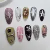 Brown flake glitter star sparkle handmade press on nails fake nails long almond