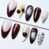 Cherry tortoise shell zebra 3D cat eye jelly Y2K press on nails fake nails luxury