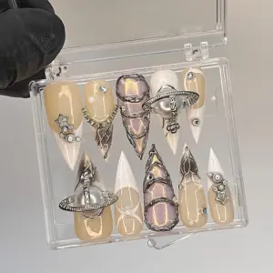 Chrome Metallic Press On Nails Gothic Y2K 3