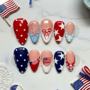 Coquette Bow 4th of July Press On Nails 1