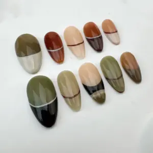 Earth Tone French Press On Nails Brown Glitter Star Nails 3