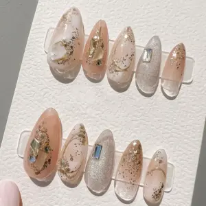 Gemstone romance handmade gel press on nails fake nails jewel luxury