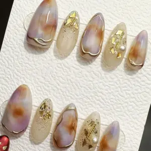 Gilded Rose Quartz Press On Nails Reusable Handmade Fake Nails 4