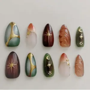 Graffiti hand painted colorful custom press on nails fake nails gel