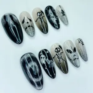 Halloween Ghost Skeleton Press On Nails Spooky Fake Nails 2