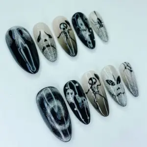 Halloween Ghost Skeleton Press On Nails Spooky Fake Nails 3