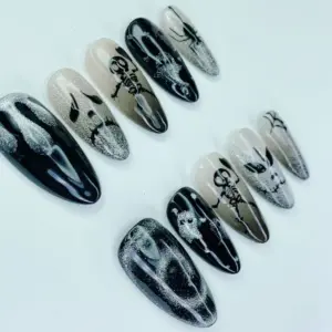 Halloween Ghost Skeleton Press On Nails Spooky Fake Nails 4