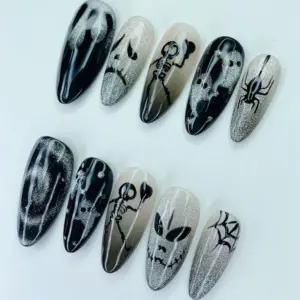 Halloween Ghost Skeleton Press On Nails Spooky Fake Nails 5