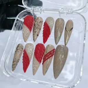 Knit Texture Snowflake Press On Nails 2