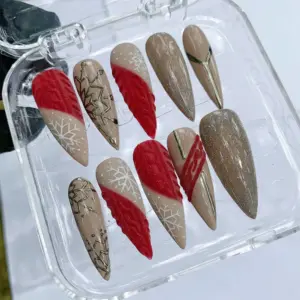 Knit Texture Snowflake Press On Nails 3