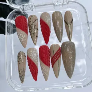 Knit Texture Snowflake Press On Nails 4