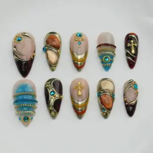 Magical princess handmade gel press on nails fake nails enchanting