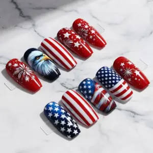Patriotic Eagle Press On Nails 3