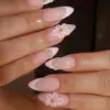 Pink 3D flower french tip handmade press on nails fake nails birthday gift