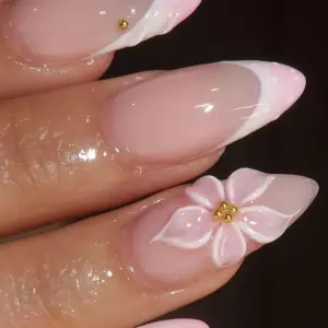 Pink 3D Flower French Press On 2