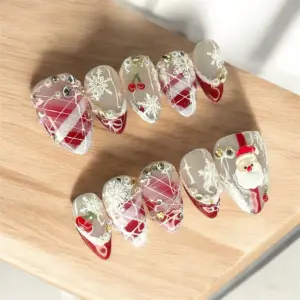 Sheer Santa Snowflake Press On Nails 2