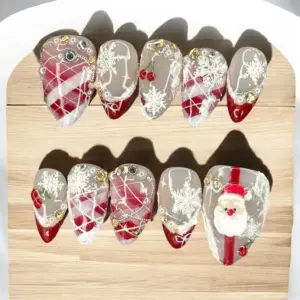 Sheer Santa Snowflake Press On Nails 3