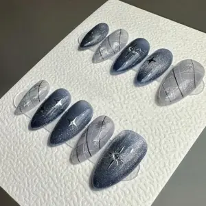 Starry Press On Nails Reusable Handmade Gel Fake Nails 2