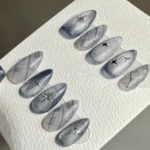 Starry Press On Nails Reusable Handmade Gel Fake Nails 3