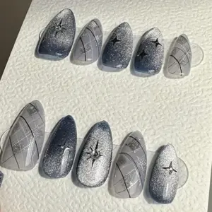Starry Press On Nails Reusable Handmade Gel Fake Nails 4