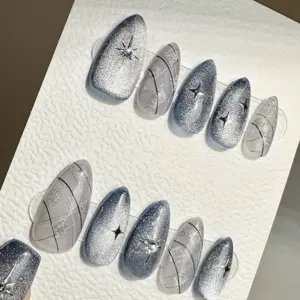 Starry Press On Nails Reusable Handmade Gel Fake Nails 6