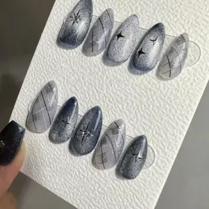 Starry reusable handmade gel press on nails fake nails celestial
