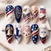 Luxury USA 250 years 1776 2026 commemorative press on nails featuring bald eagle Liberty Bell Statue of Liberty gold star fireworks and American flag designs