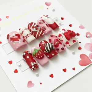 Valentines Day Press On Nails Sweetheart Fake 1
