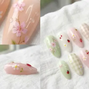 cottagecore ladybug bee press on nails ging 3
